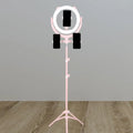 DecorBites™ Modern Pink USB LED Circle Mirror Phone Stand with Mobile Lighting Feature